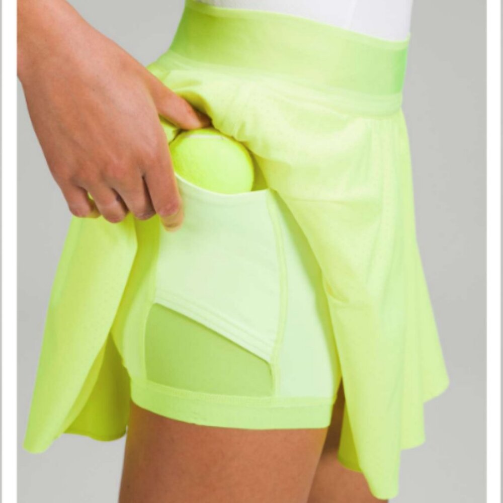 Lululemon Court Rival Perforated High-Rise Skirt Long Highlight Yellow - Picture 3 of 11